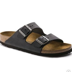 Woman’s Birkenstock Woman’s Arizona Oiled Black Leather Sandals- Size 8- 39EU